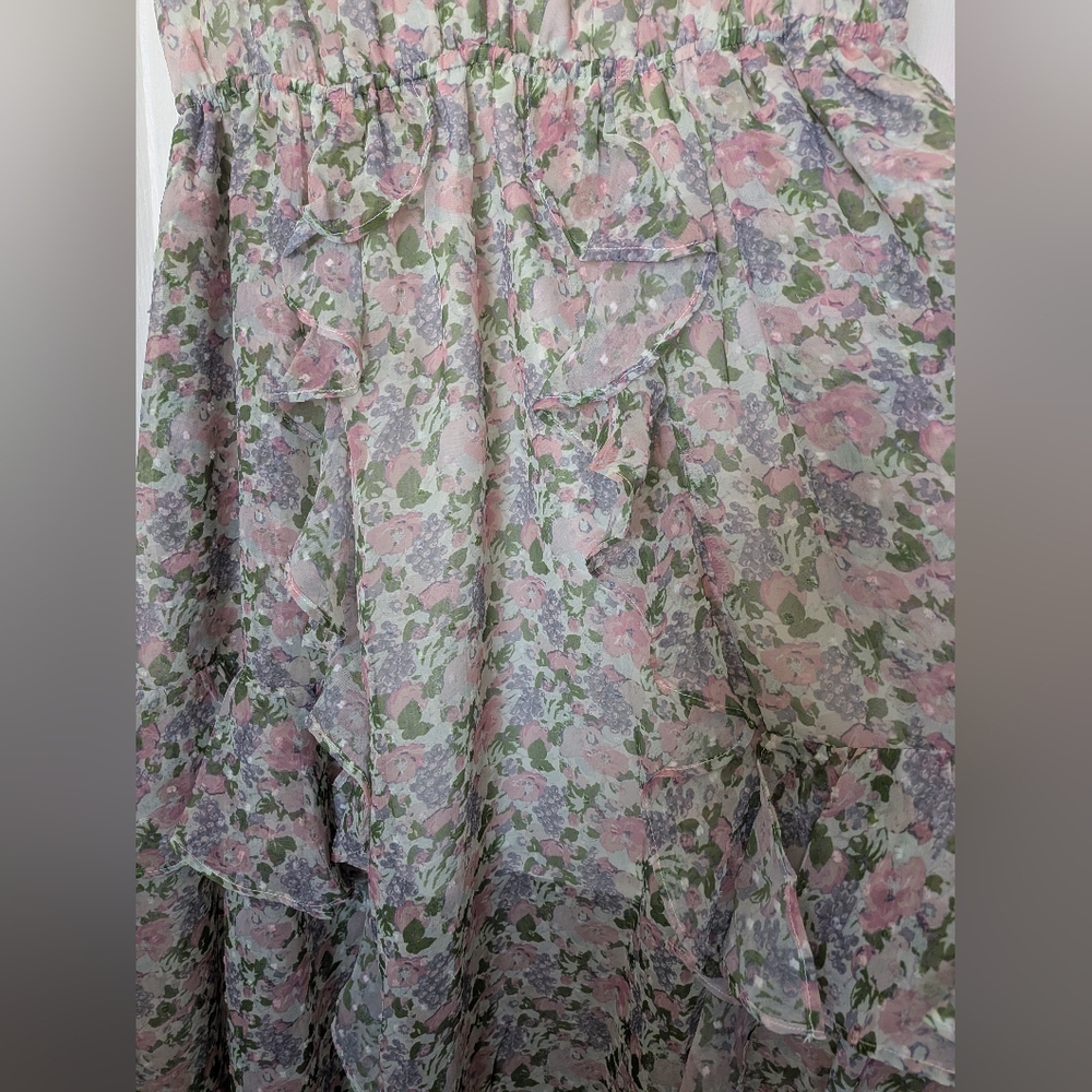 Senlis Elaine Ruffle Floral Midi Dress S NWT $238 - Picture 3 of 6